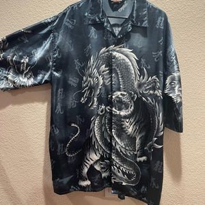Animated Dragon & Tiger button up shirt